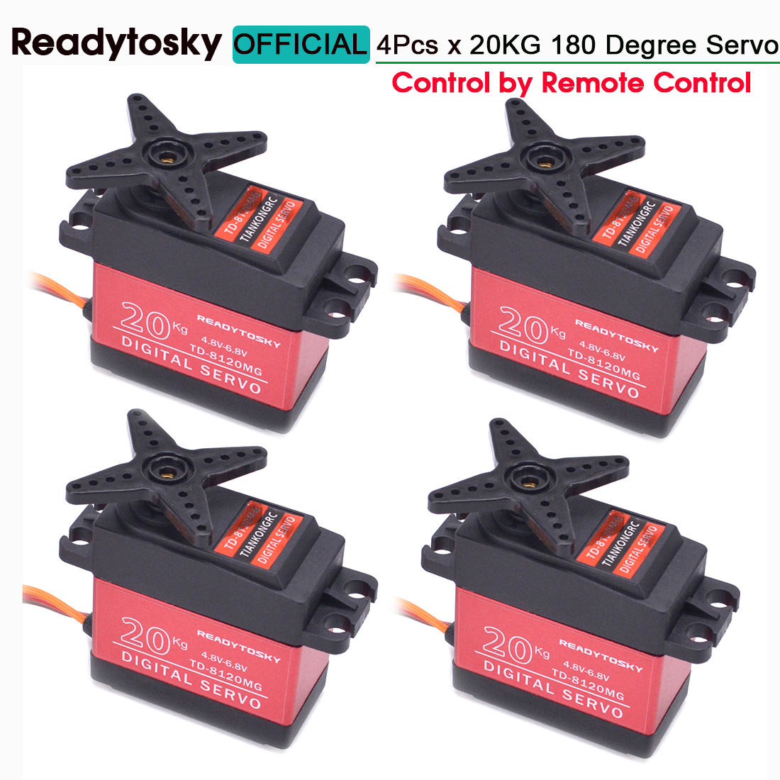 20kg TD8120MG / 25kg TD8325MG Hohe Drehmoment Kernlosen Motor Servo Wasserdichte Digital 180 Grad Servo control durch Fernbedienung control: 4pcs 20KG SERVO