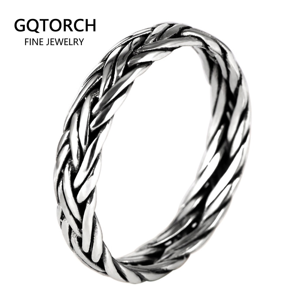 Vintage 925 Sterling Silver Braided Ring For Men And Women Thai Silver Processd Jewellery for Lovers Bague Femme