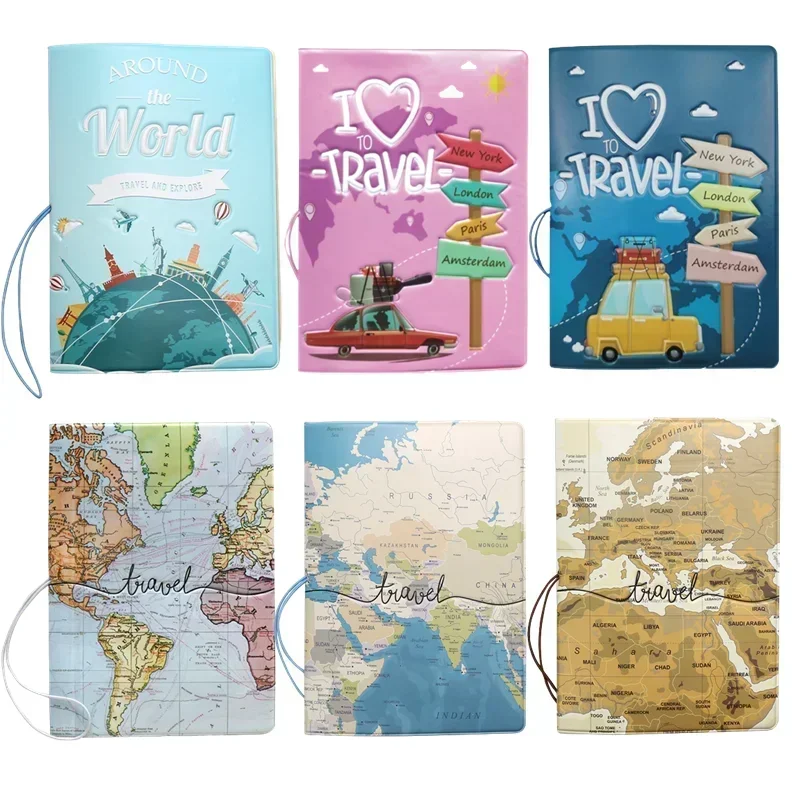 Travel Passport Cover Wallet Bag Letter Men Women Pu Leather ID Address Holder Portable Boarding Travel Accessories