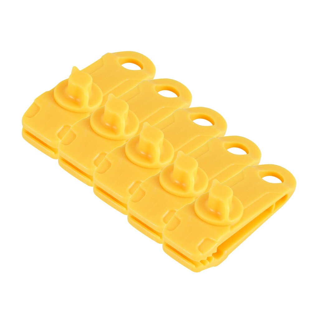 5Pcs Herbruikbare Linoleum Tent Clips Tanden-Vormige Tent Tarp Dekzeil Clip Waterdicht Unieke Vergrendeling Klem Gesp Camping Gereedschap: YELLOW
