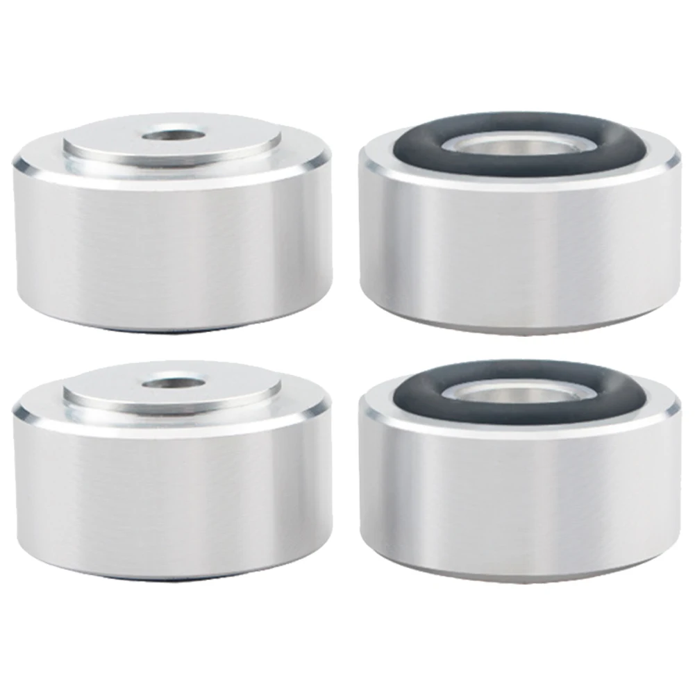 4 Stück Hifi-Lautsprecher Spikes Stand Füße Pad Aluminium legierung Isolation absorbieren Schock verstärker Basis füße für Lautsprecher CD-Verstärker: Silber