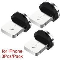 1/3/10Pcs Ronde Magnetische Kabel Plug Type C Micro Usb C 8 Pin Stekkers Snelle Opladen adapter Telefoon Microusb Type-C Magneet Plug: 3Pcs IOS Plug