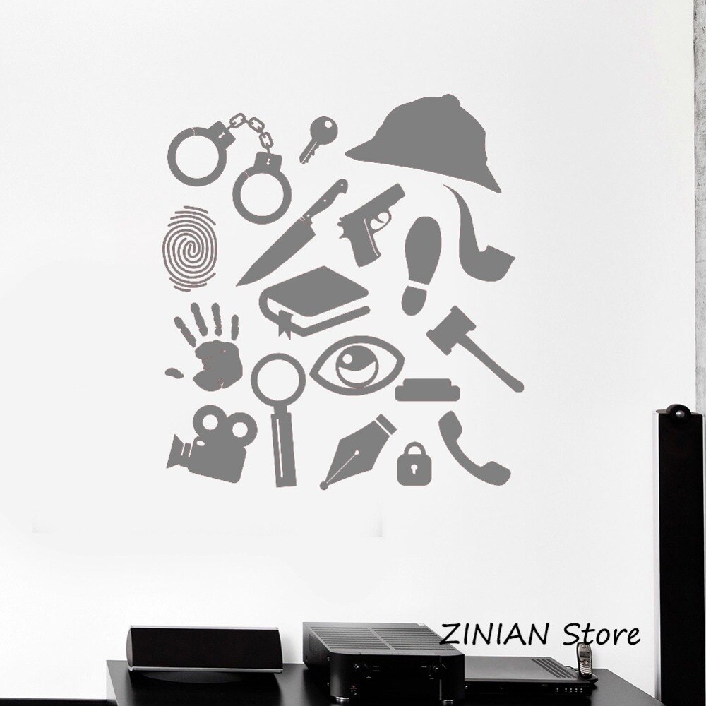 Modern Wall Stickers Bedroom Detective Sleuth Intelligence Service Investigation Mural Removable Decals Home Decor Z092