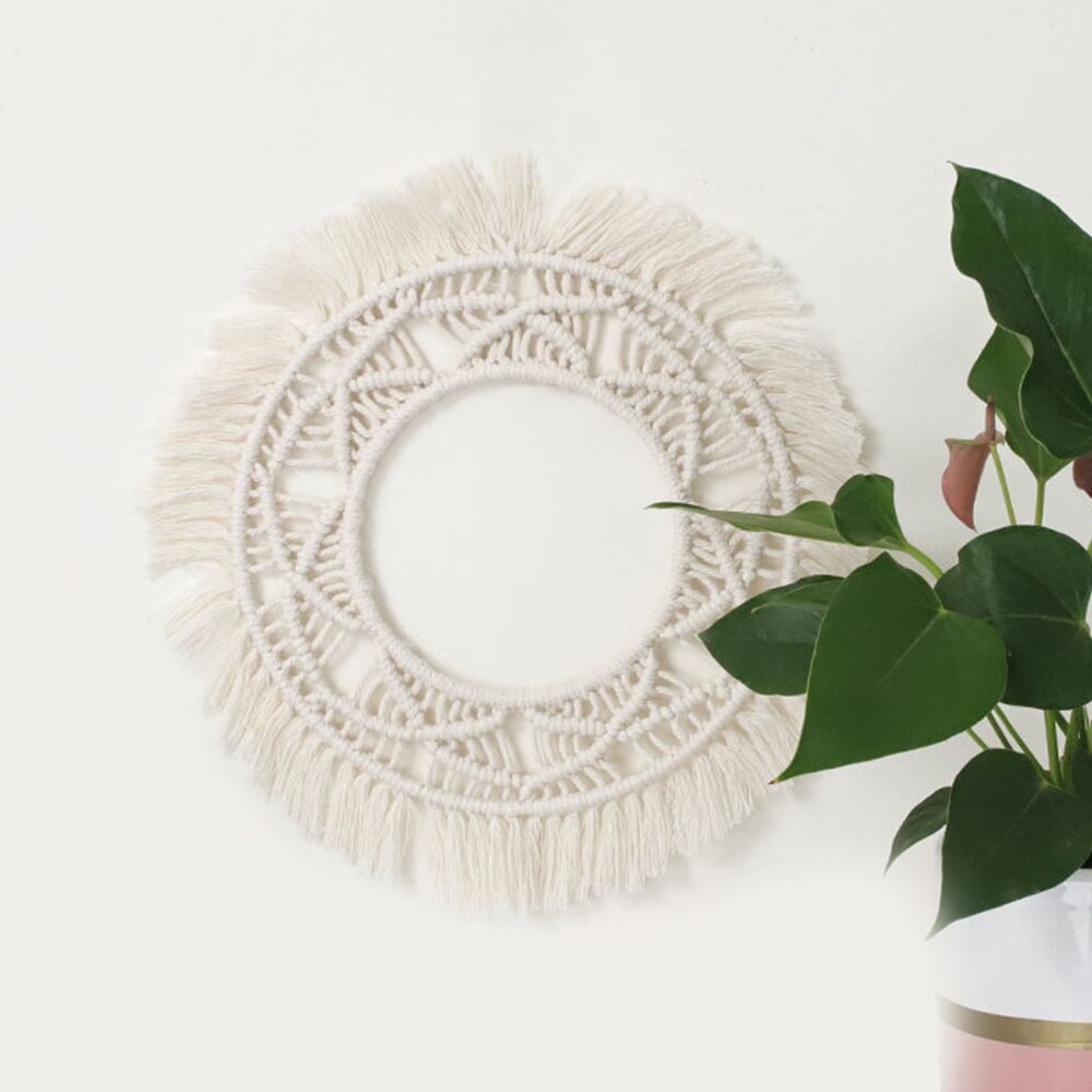 Wall Hanging Bohemian Round Macrame Cotton Rope Wall Art Boho Home Decor Hand-Woven Tapestry Wall Hanging Christmas: 02