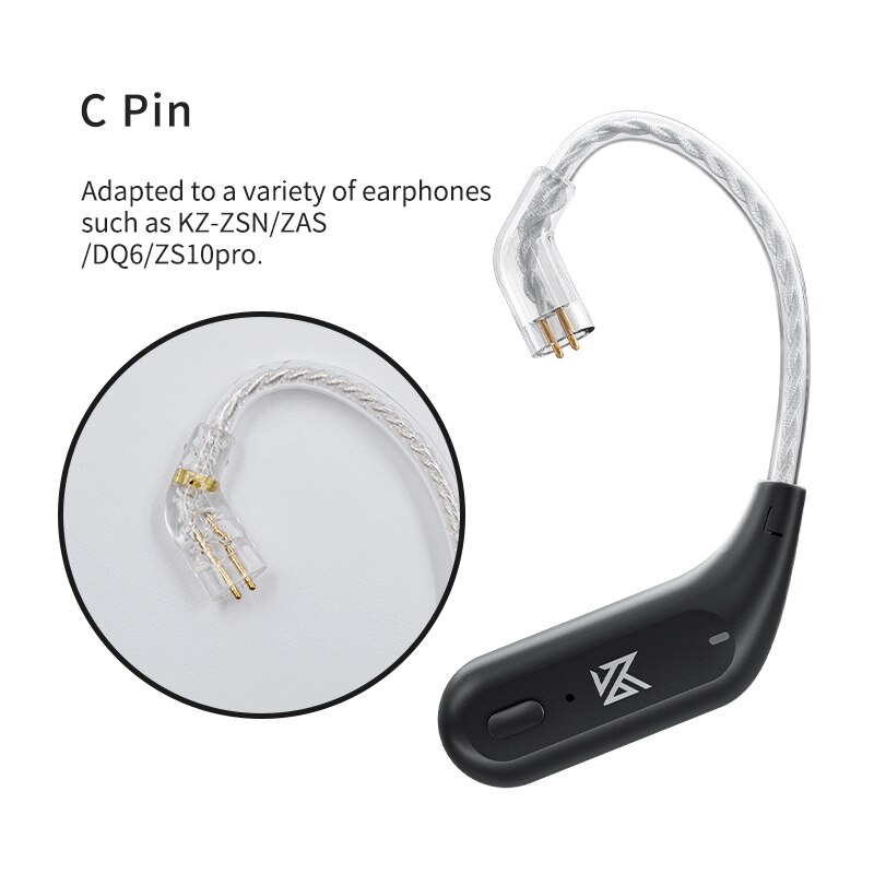 KZ AZ09 Bezprzewodowy kabel Bluetooth 5.2 do aktualizacji Bezprzewodowy zaczep na ucho HIFI z etui ładującym do słuchawek KZ TRN CCA Zestaw słuchawkowy ZAX ZSX: WHITE
