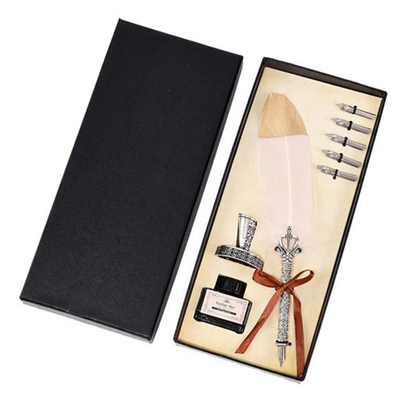 Calligraphy Feather Pen Antique Feather Pen Quill Pen Dip Pen With Envelope Knife Envelope Writing Paper Calligraphy Pen: H