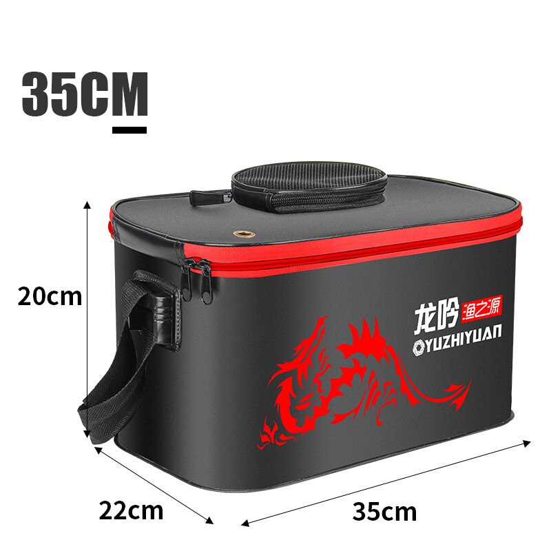 Portable Fishing Bucket Bag EVA Fishbox Handle Folding Outdoor Water Box Live Fish Bucket Thicken Fishing Tank Fishing Gear Bag: Black 35CM 01