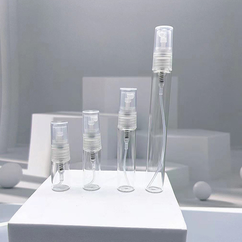 Mini botella de vidrio transparente para Perfume, frasco vacío para cosméticos, tubo de ensayo de muestra, viales de vidrio fino, 2ML, 3ML, 5ML, 10ML