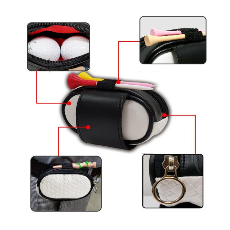 Bolsas pequeñas de pelota de Golf con cremallera para hombre y mujer, conjunto de camisetas con bolas, bolsas de Golf de PU encantadoras, riñonera portátil, 2 colores