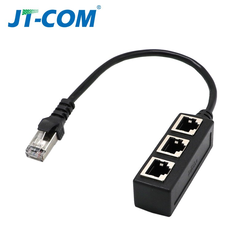 RJ45 Splitter Ethernet Network RJ45 1 Male to 3 Female Connector Adapter Networking Extension Cable Adapter Network Plug: 1 to 3 ports