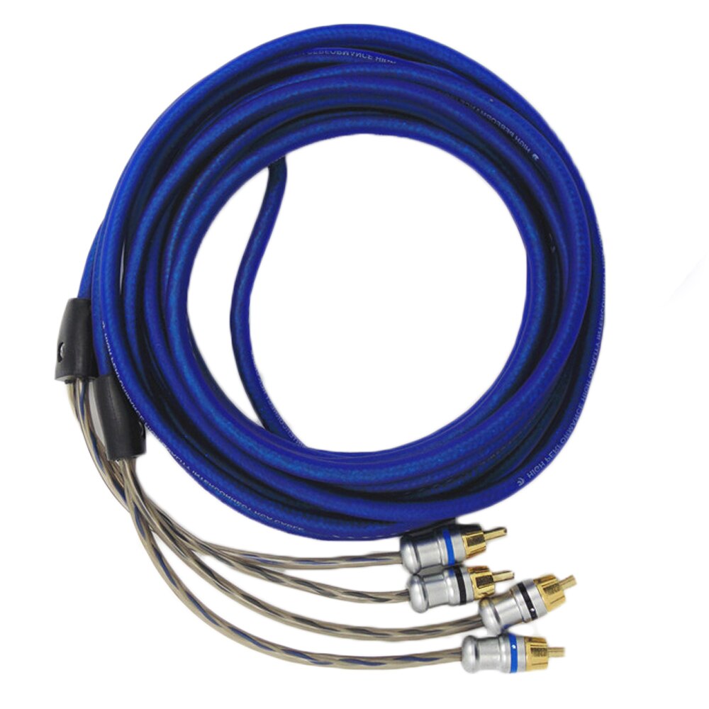 Cable Converter Amplifier Subwoofer Oxygen-Free Copper High-Grade Gold-Plated Copper Wire Mining Plug Blue RCA Audio Cable 5M