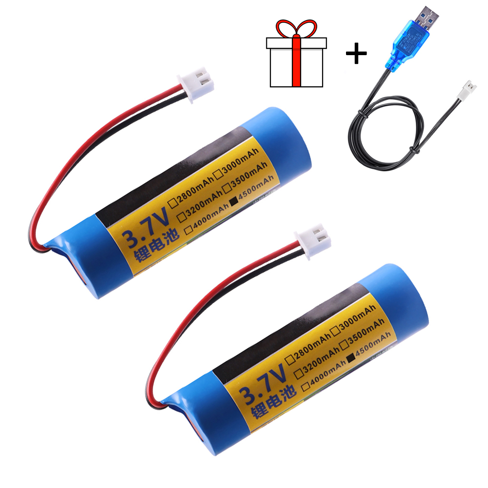 4500mah 3.7 V 18650 Battery Pack Xh2.54-2p Plug Li-lon Rechargeable Lithium Battery with charger Clock Bluetooth Audio Battery: GRAY