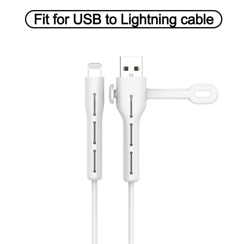 Kabel ładujący Protector do słuchawek iPhone uchwyt do kabli danych opaski do kabli winder Clip ładowarka przewód do zarządzania kablami organizer: USB to L-White