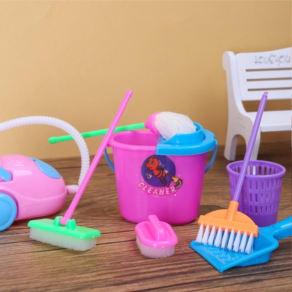 9 Pcs/Set Mini Doll Accessories Cleaning Set Simulation Household Cleaning Tool Play Dollhouse Housekeeping Educational Toy