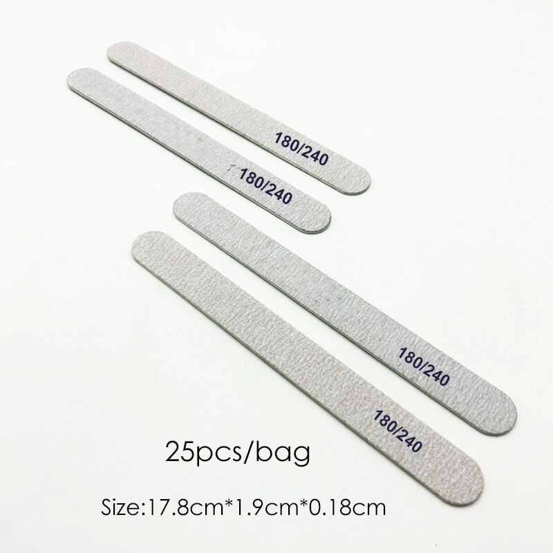 Lote de lijas para manicura , lote de 25 unids/paquete de limas para Nail Art, limas de uñas con gotitas, papel de lija para esmalte gris 100/180 Natural: Grey 180 240