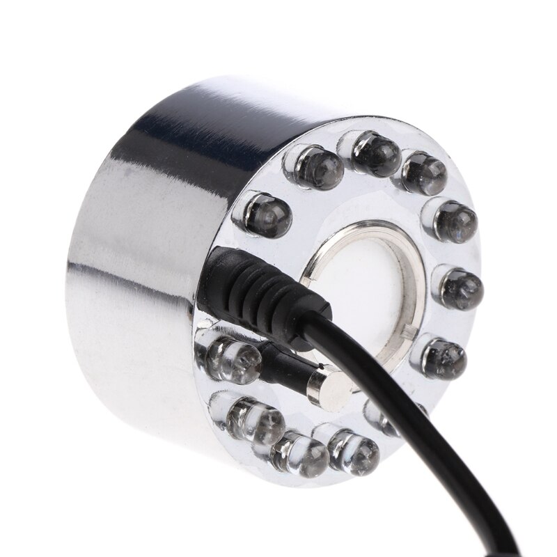 Nebulizador ultrasónico de luz colorida, fuente de agua, decoración de estanque, 12 LED,