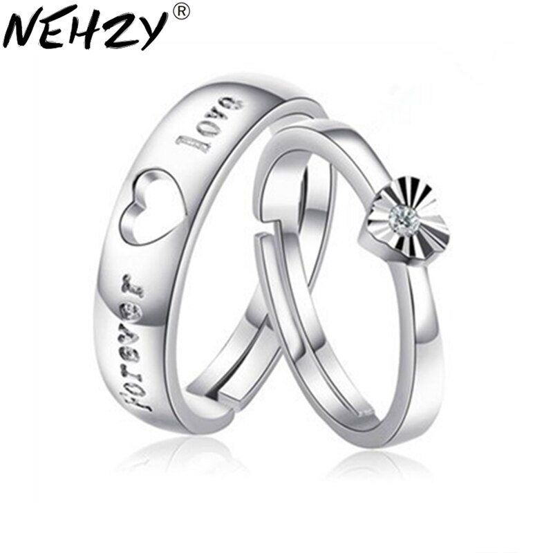 NEHZY S925 Stamp silver Female jewelry couple rings Heart-shaped opening ring One pair price