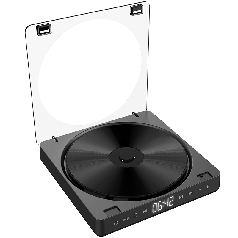 Tragbarer cd-player mit zwei kopfhöreranschlüssen, kontaktknopf-wiedergabegerät, wiederaufladbar, stoßfest, lcd-display: Default Title