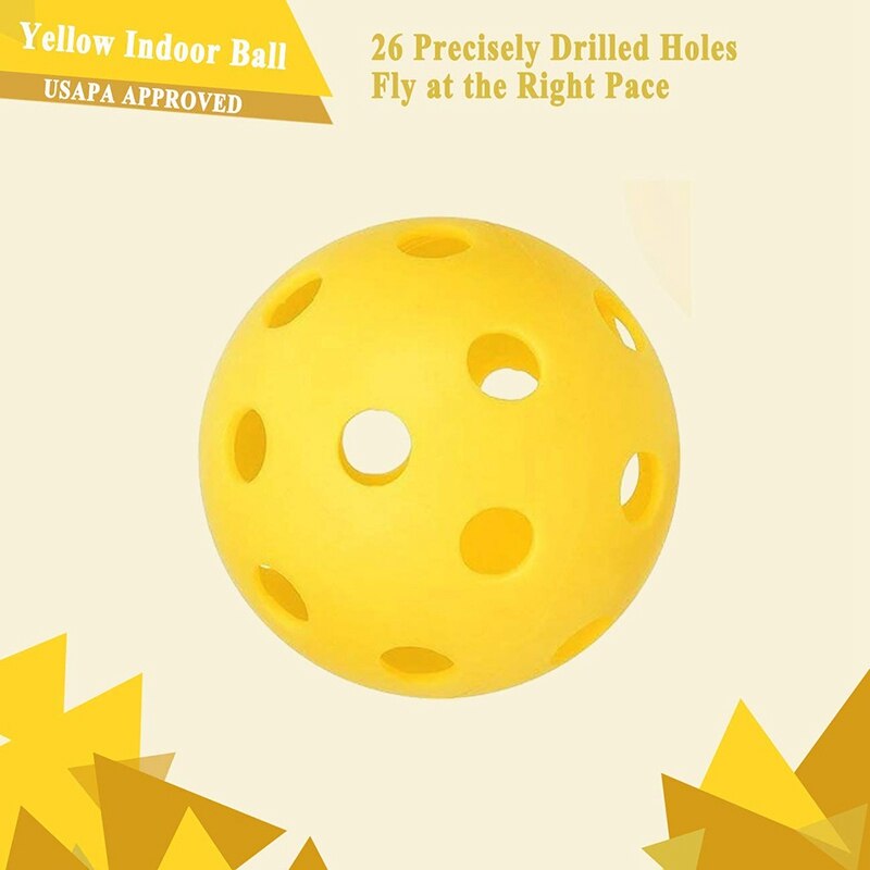 Pickleball gul innendørs plukkekule med 26 hull oransje utendørs plukkekule med 40 hull