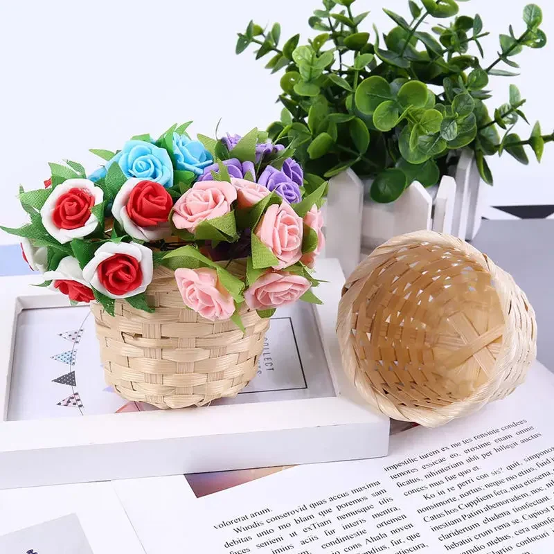 Pot de fleur de jardin en bambou fait à la main, panier WUNICEF, patchwork de paille, rotin, jonc de mer, pots de pépinière d'évaluation de stockage, 1 pièce,