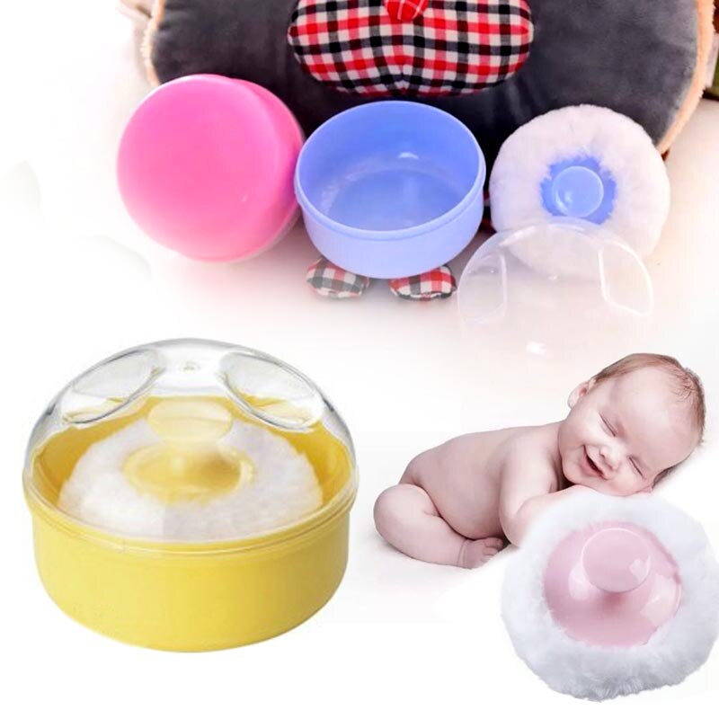 Face Body Puff Talcum Powder Puff Infants Powder Puff Stylish Round Villus with Storage Box Baby