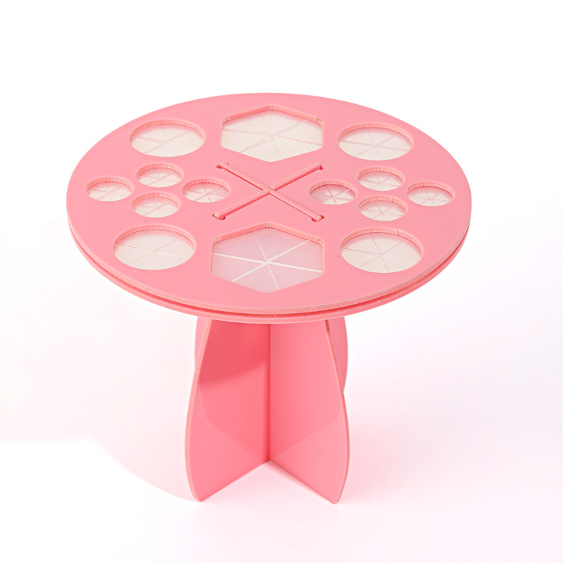 1 Uds estante de secado de brochas de maquillaje, soporte para secador de brochas de maquillaje de 14/26/28 agujeros, soporte para secador de brochas de maquillaje, soporte para brochas de maquillaje: Morado