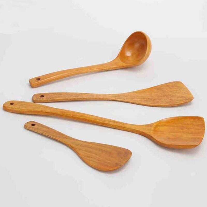 1pc köksredskap köksredskap non-stick hand wok spade långt handtag trä matlagning ris spatel skopa köksredskap tillgång