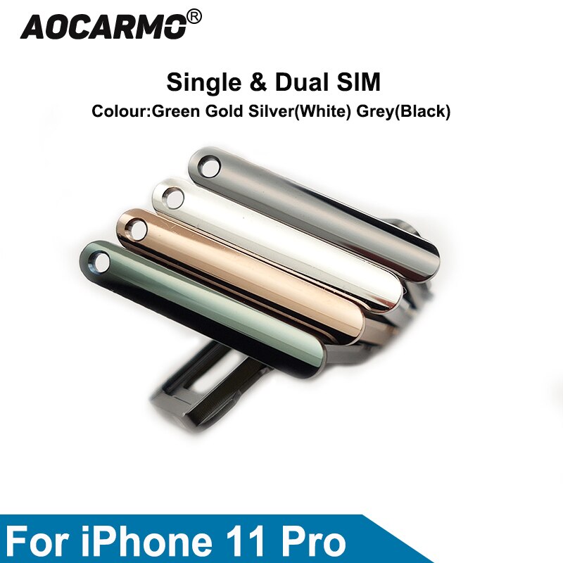 Aocarmo Single & Dual Double SIM Sim Card Tray Slot Holder Replacement Part For iPhone 11 Pro