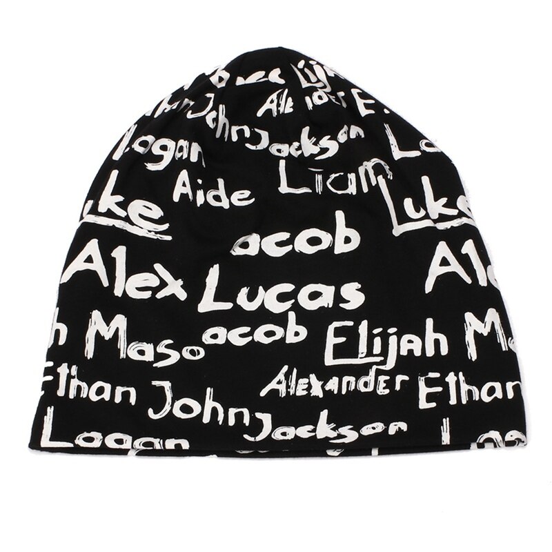 Gorro com letras, de malha, algodão, dobrável, para área externa