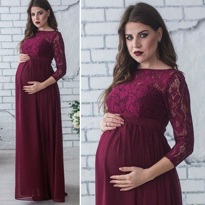 Pudcoco Schwangere murmeln Kleid Mutterschaft Fotografie Requisiten Frauen Schwangerschaft Kleidung Spitze Kleid Für Schwangere Foto Schießen Kleidung