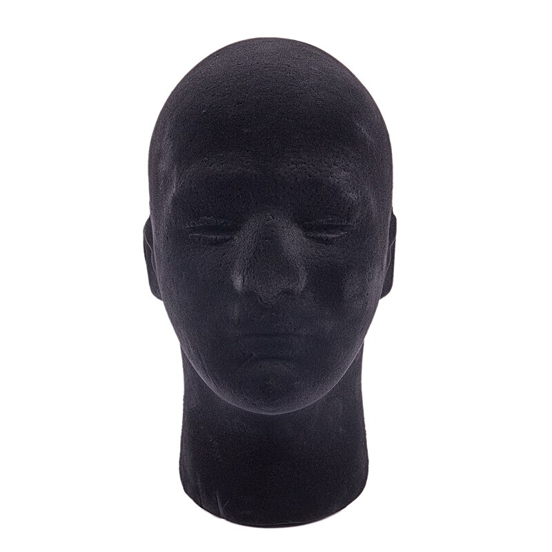 Manlig styrofoam skum skyltdocka docka huvud modell peruker glasögon keps display stativ svart: Default Title