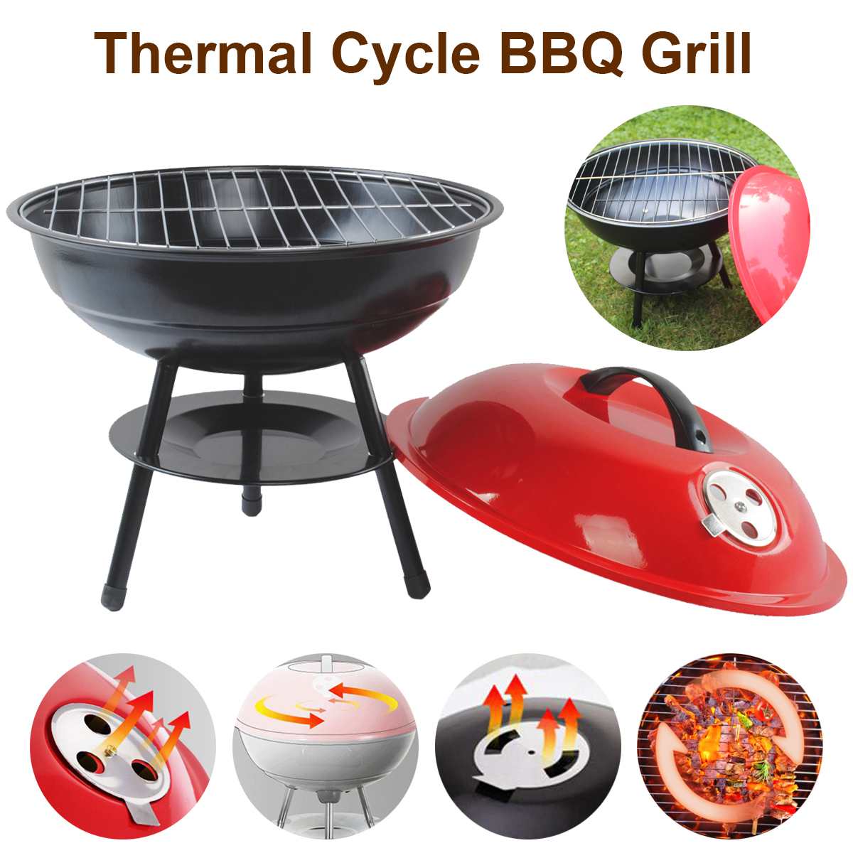 Houtskool Bbq Grill 15 Inch Indoor Barbecue Kachel Thuis Outdoor Camping Reizen Draagbare Houtskool Fornuis Met Vent Keuken Bbq Gereedschap