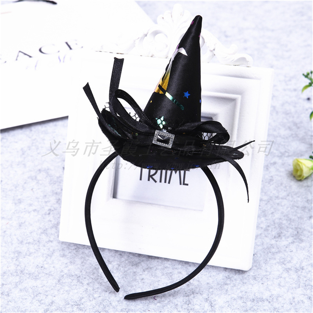 Mini sombrero de bruja puntiagudo, diademas con forma de Calavera, telaraña, calabaza, aros para el cabello para niños y niñas, diademas de Halloween, decoración de Cosplay: Blanco