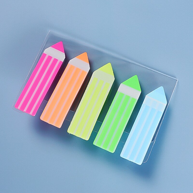 Color Fluorescence Sticky Notes Set Memo Pad Bookmarks Banners Transparent Sticky Notes School Office Stationery: green