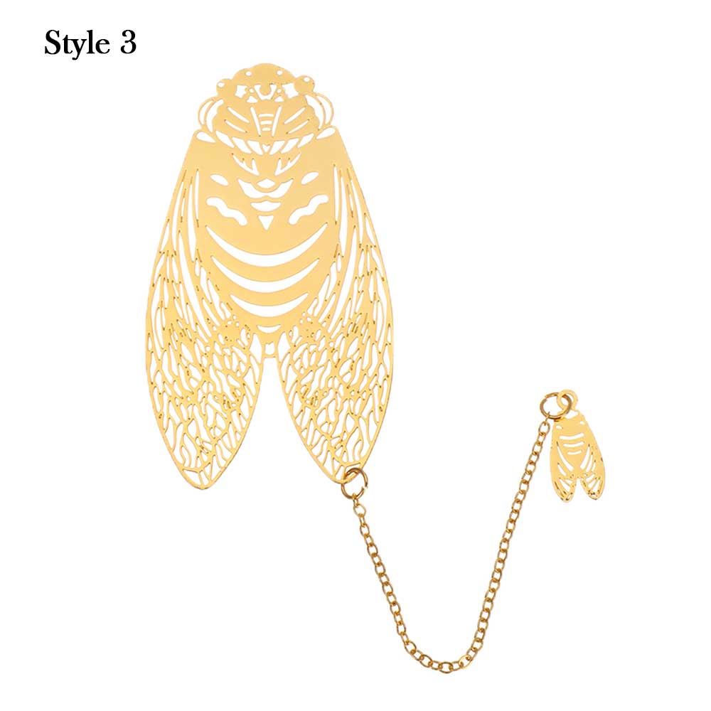 Retro Chinese Style Hollow Gold Metal Bookmark Maple Leaf Vein Fringed Pendant Apricot Leaf Bookmark Stationery: Style 3