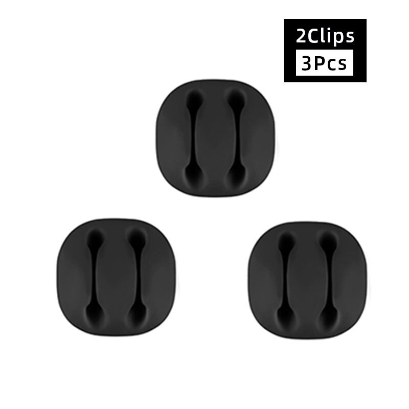 Round Cable Holder Protector Management Device Organizer Finishing Desktop Plug Silicone Wire Retention Clips: 2Clips-3Pcs