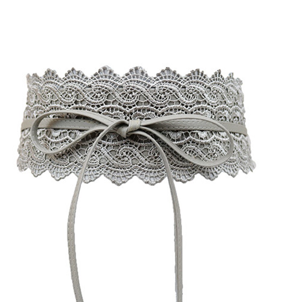 Ceñidor de cintura a la para mujer, vestido con lazo, banda de cintura de cuero de imitación, decoración ancha, cinturón, faja, banda para la cintura, vendaje rojo, blanco y negro: Gris