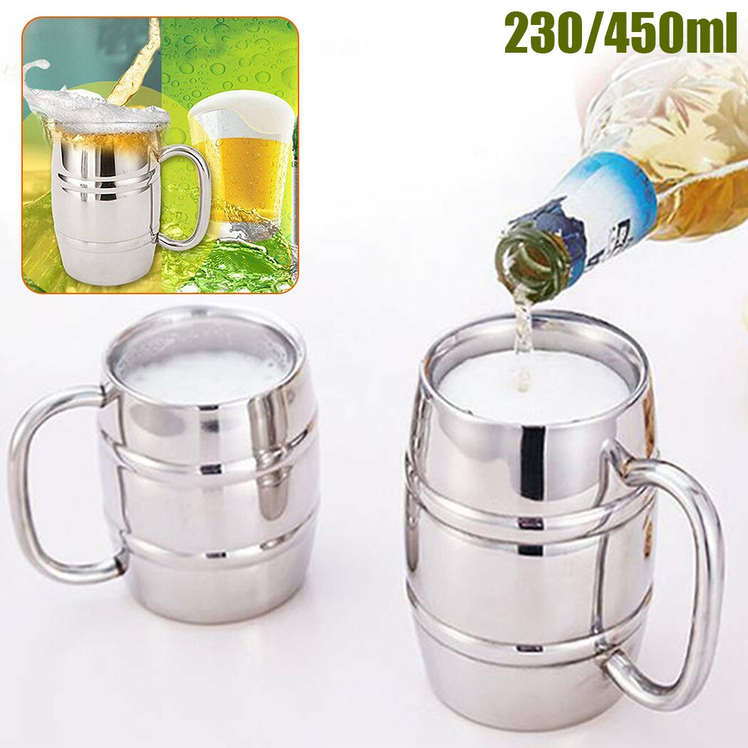 230/450ML Edelstahl Tumbler Glas Trinken Bier Kaffee Wasser Becher Tasse Camping Vakuum-isolierte Unzerbrechlich