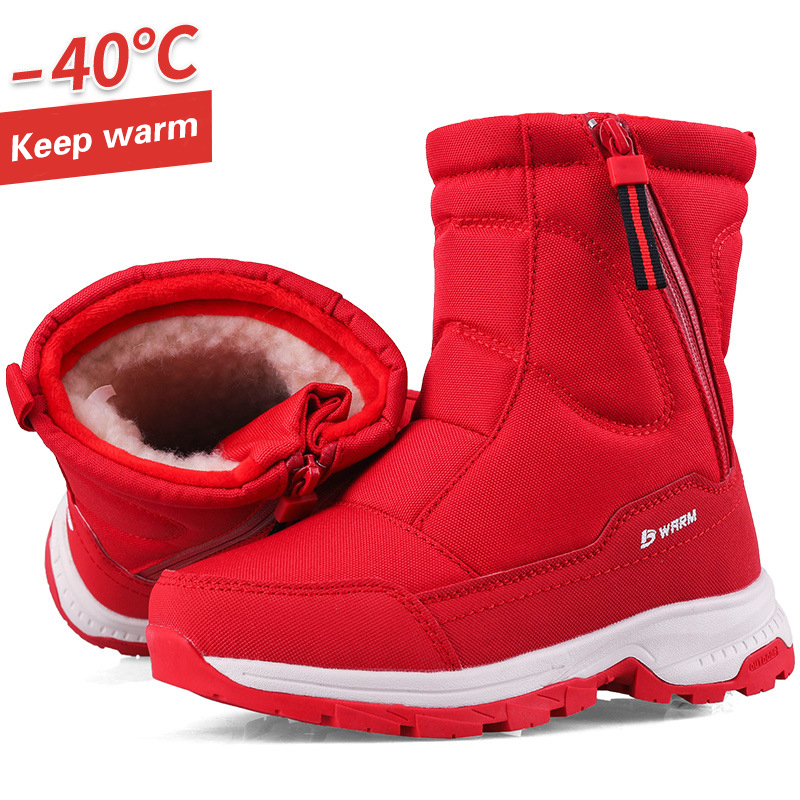 Inverno crianças engrossar botas de neve antiderrapante de pelúcia quente meninos meninas casuais sapatos de algodão oxford pano impermeável wearable booties