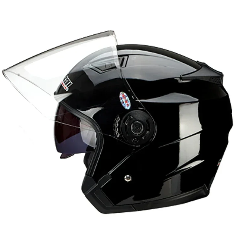 Motorsykkel doble linser vintage hjelmer fire årstider racing halvhjelmer motorsykkel casco gokart scooter motor varebil casque hjelm: Brun / Xl