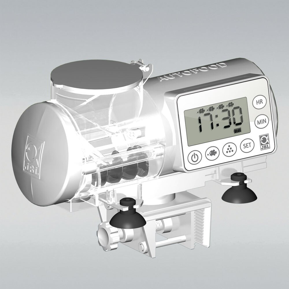 Jbl automatare elektronisk lcd display digitalt program fiskfoder foder granulat pellets akvarium vit svart: Jbl matare vit