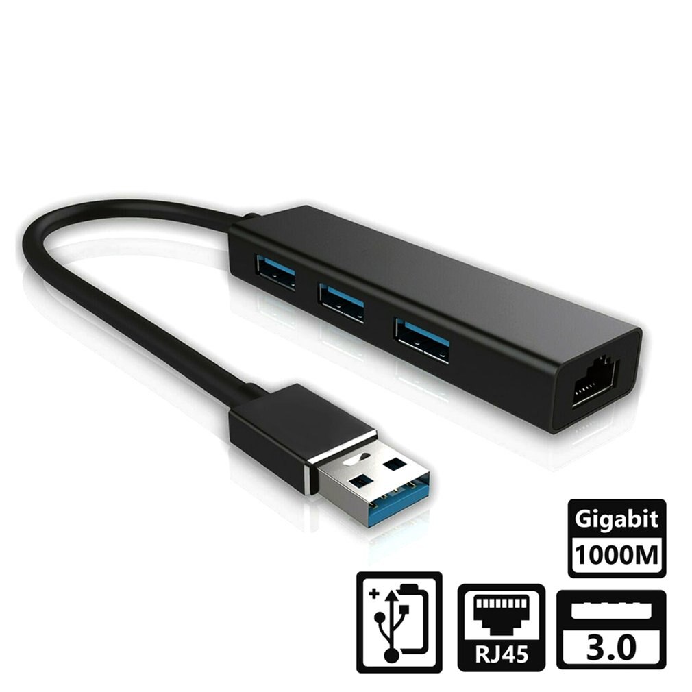 Usb 3.0 Hub Gigabit Ethernet Lan Rj45 1000Mbps Network Adapter Hub 3 Port Hub For Mac Pc Universal Usb3.0 Hub
