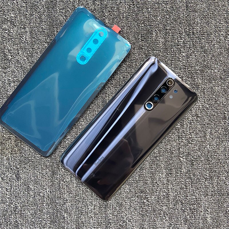 Copribatteria per Xiaomi Redmi Note 8 Pro pannello posteriore in vetro per alloggiamento dello sportello posteriore con adesivo adesivo per obiettivo della fotocamera