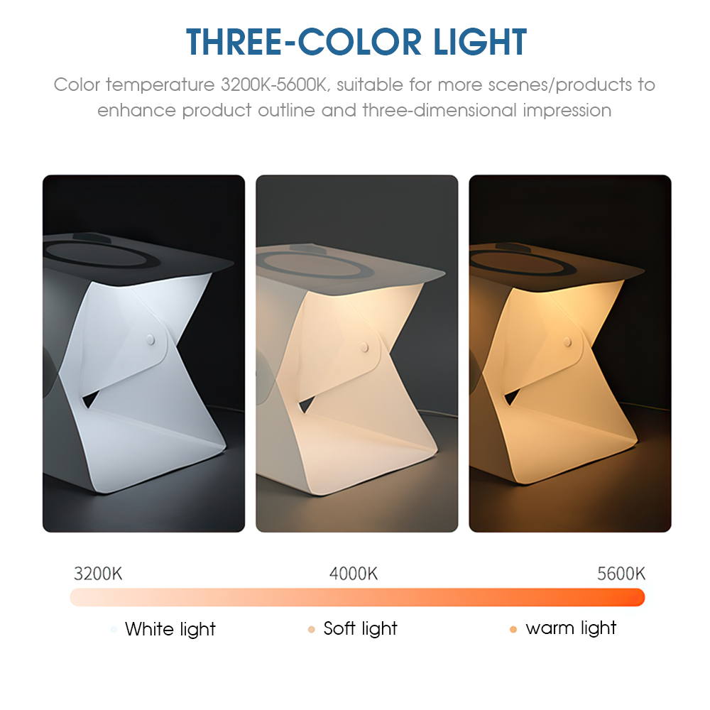 Capsaver Foto Box LED Licht Box Tragbare Fotografie Studio Box 20*20*20cm mit Licht Dimmer Faltbare 3200-5600K für Display