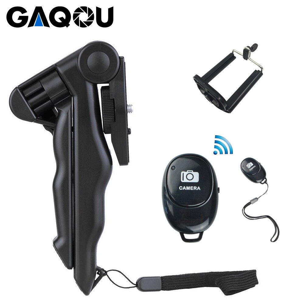 Gaqou Universele Mini Statief Met Mobiele Telefoon Houder Afstandsbediening 90 "Rotatie Desktop & Handvat Voor Go Pro Digitale camera