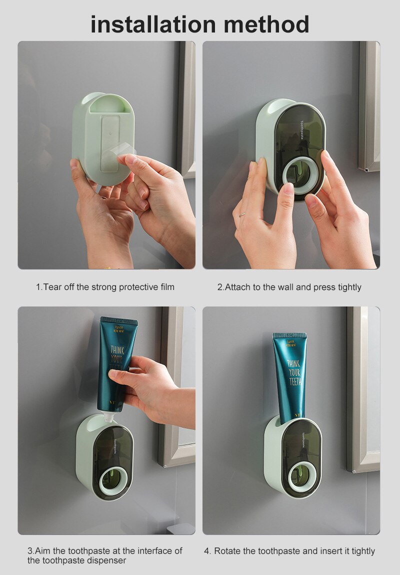 Wall-Mounted Automatic Toothpaste Dispenser Waterproof Bathroom Accessories Set Toothpaste Squeezer Holder