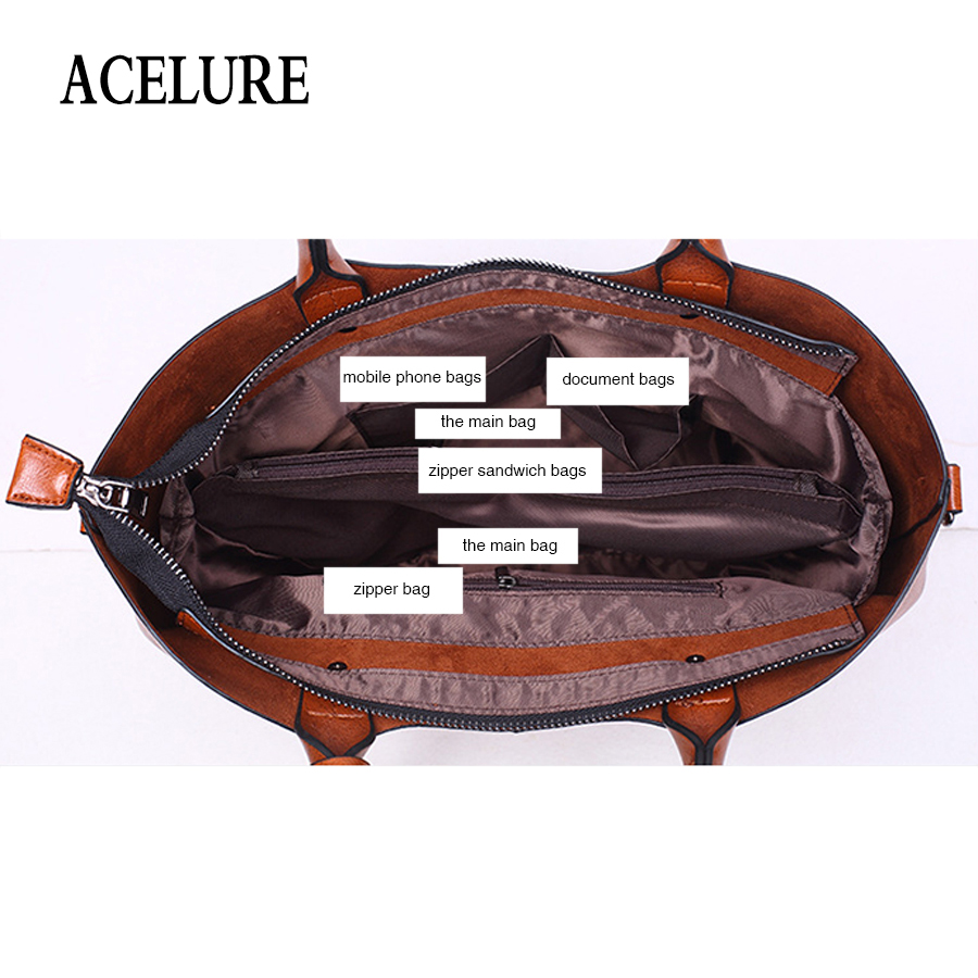 ACELURE Women Bucket Bag Oil Wax Women Leather Handbags Big Tote Famous Brands High Capacity Female Shoulder Bag Crossbody Bag