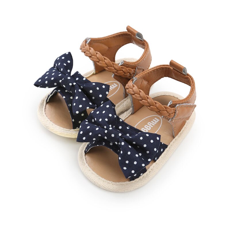 Praia SandalsBaby Sapatos Menina Sandálias Bebê Menina Do Verão de Algodão Lona Pontilhada Arco Sandálias Da Menina Do Bebê Sapatos de Bebê Recém-nascido Playtoday: 2 / 13-18 meses