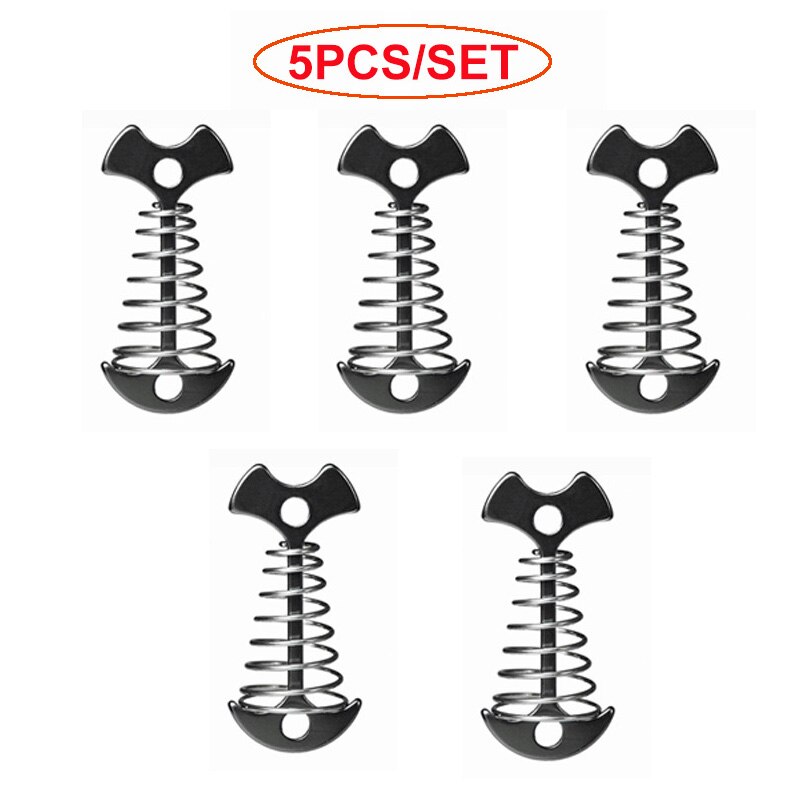 5/10Pcs Tent Pegs Rope Buckle Adjustable Plank Floor Spring Fishbone Anchor Awning Deck Stakes Fixed Nails Camping Tent Hooks: G0008-E