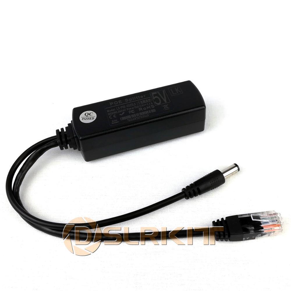 Dslrkit dc 5v 2 4a 5 5x2 1mm port gigabit active poe splitter 802 3af